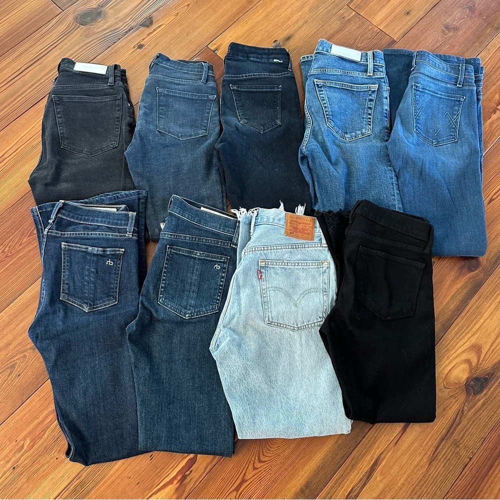 Bundle Lot of 9 jeans from J Brand, Frame, Rag Bone, Levi’s, Re/done, Mcguire 25